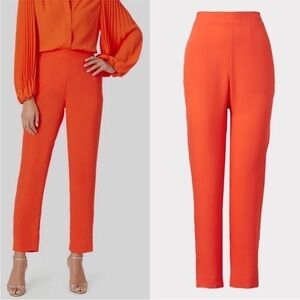 Milly Marcia Satin Pants Coral Red Orange Pull On Style Elastic